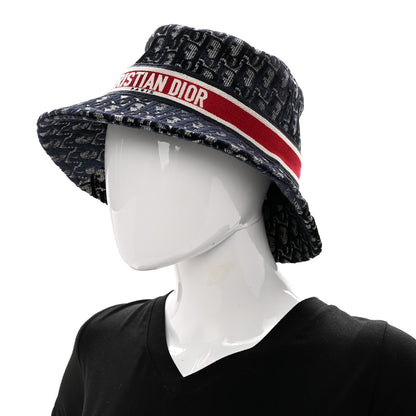 Christian Dior Velvet Oblique Large Brim Bucket Hat 57 Bleu Red 2 of 8