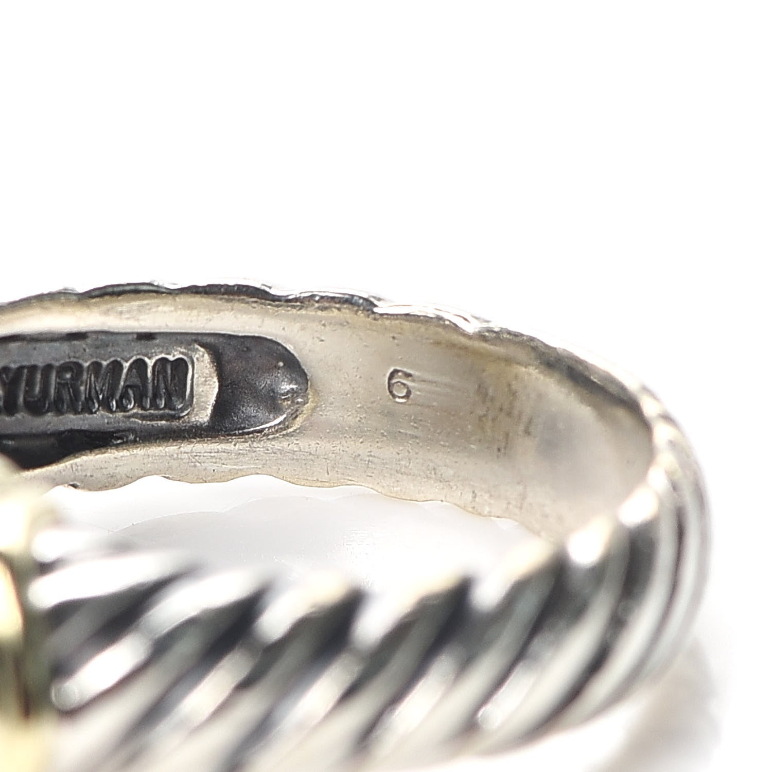 David Yurman Sterling Silver 14K Yellow Gold Citrine 10mm Cable Capri Ring 52 6 5 of 5