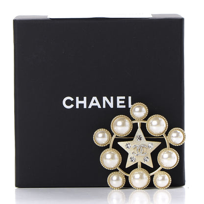 Chanel Pearl Crystal CC Star Brooch Gold 5 of 5