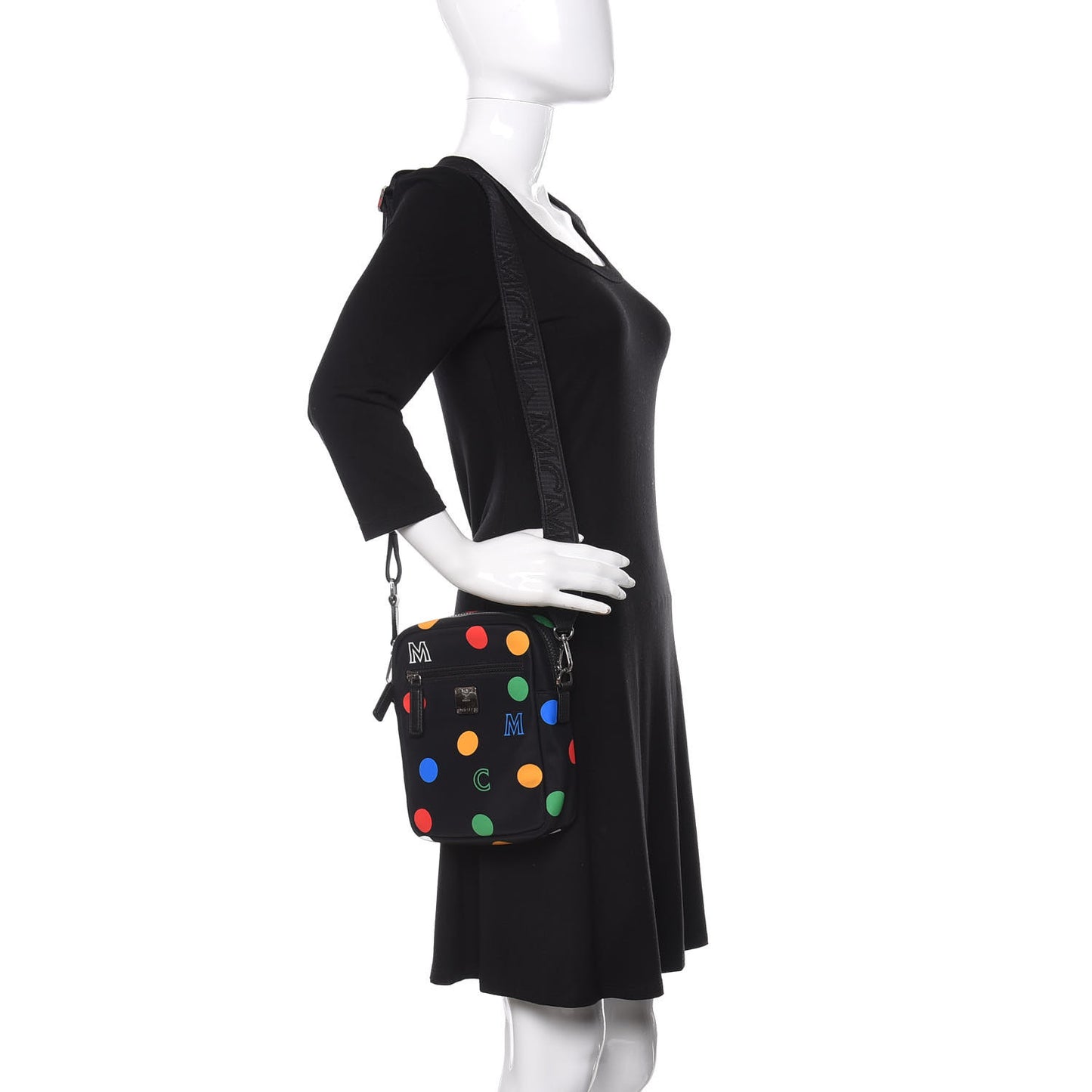 Nylon Polka Dot Mini Klassic Crossbody Black