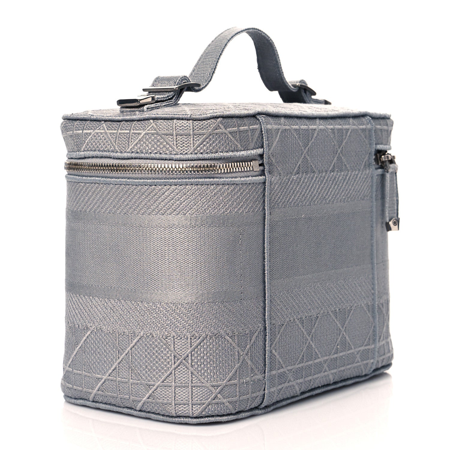 Christian Dior Canvas Embroidered Cannage Diortravel Vanity Case Grey 3 of 9