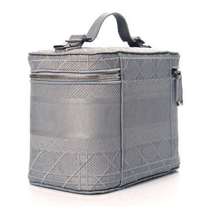 Christian Dior Canvas Embroidered Cannage Diortravel Vanity Case Grey 3 of 9
