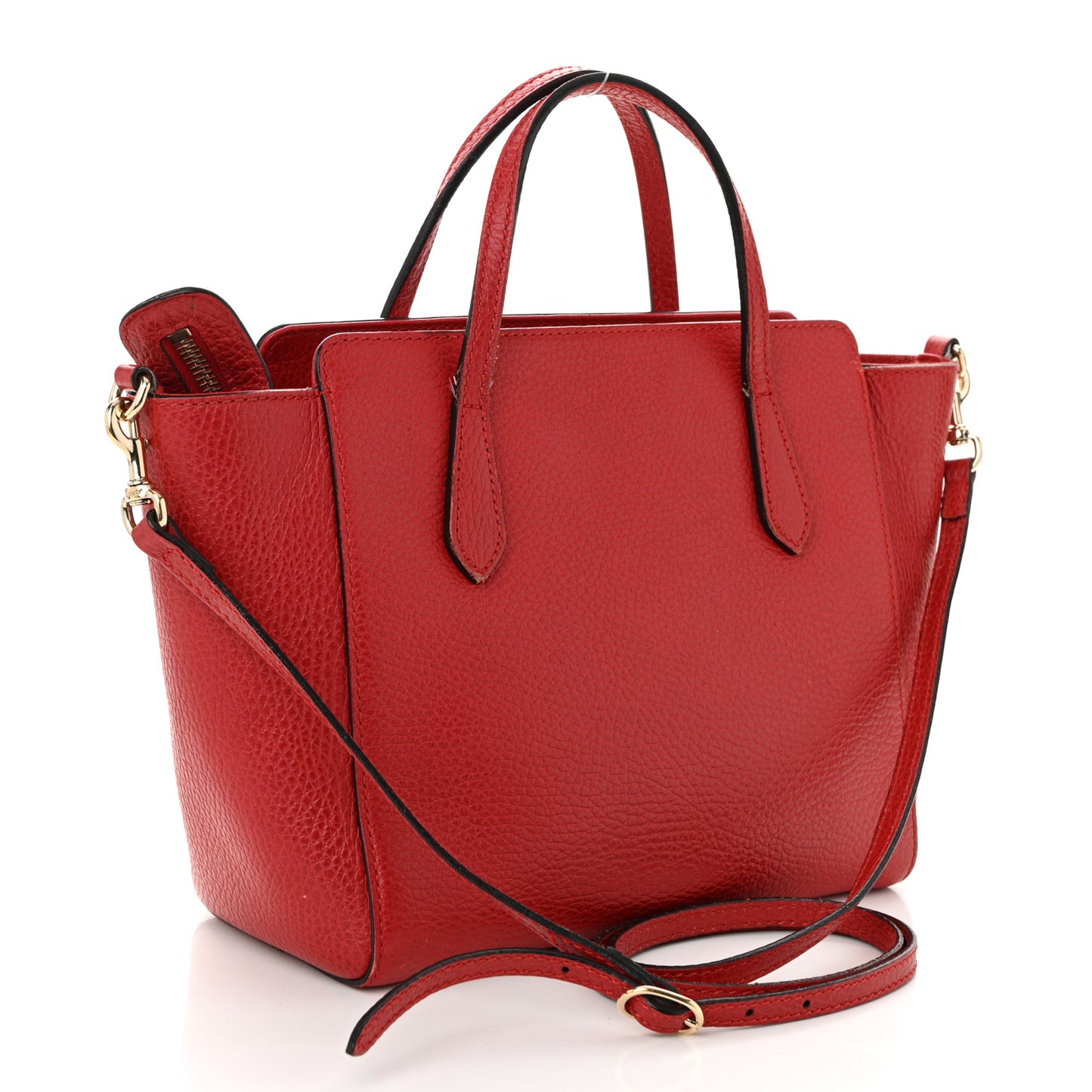 Dollar Calfskin Mini Swing Top Handle Bag Tobasco