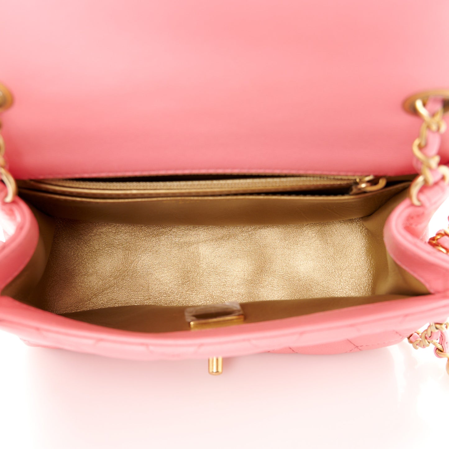 Lambskin Quilted Mini Pearl Crush Flap Pink