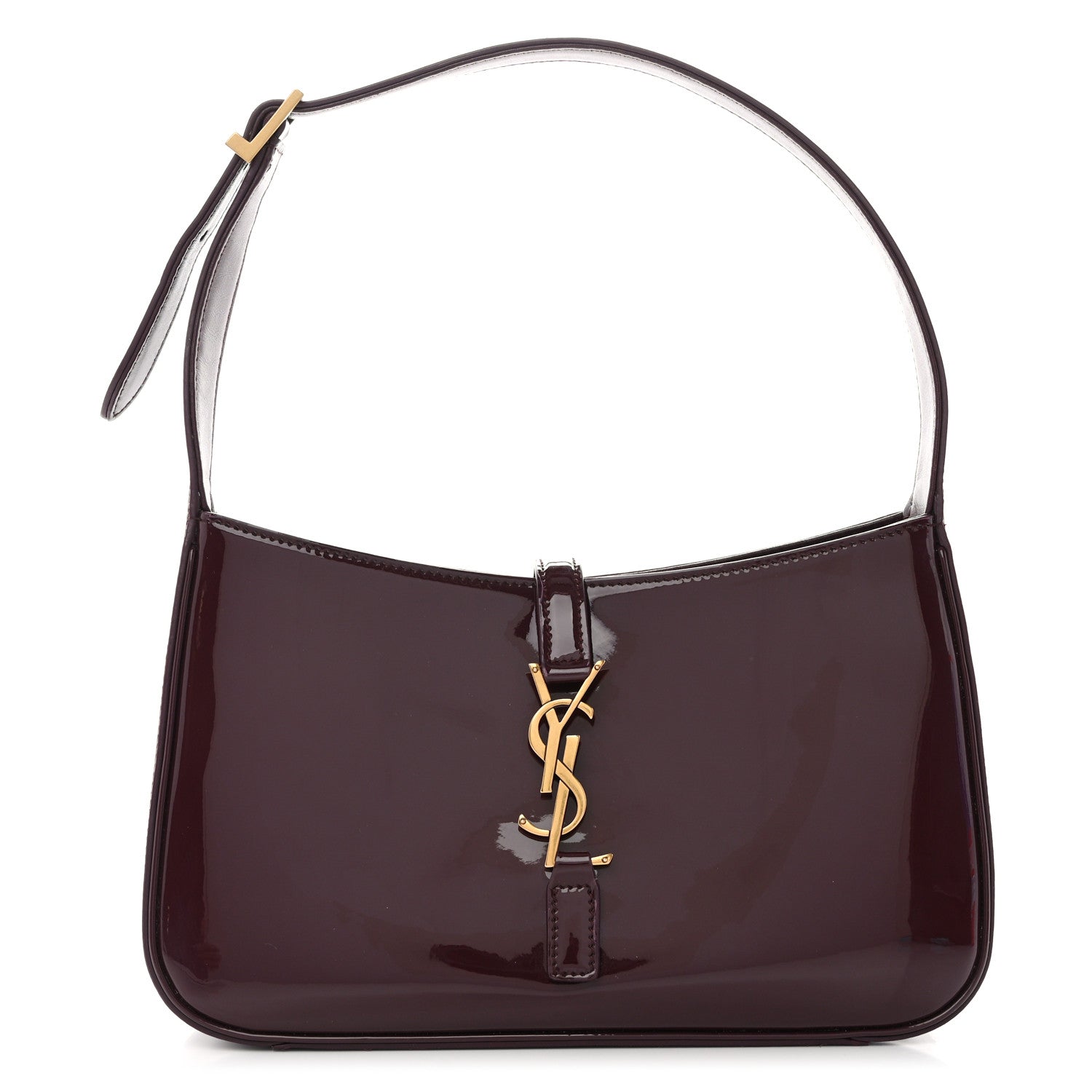 Saint Laurent Patent Calfskin Le 5 A 7 Hobo Spicy Chocolate 1 of 11