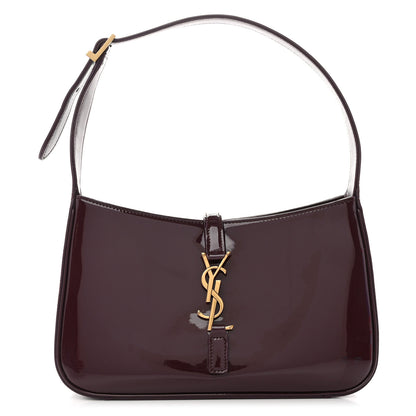 Saint Laurent Patent Calfskin Le 5 A 7 Hobo Spicy Chocolate 1 of 11