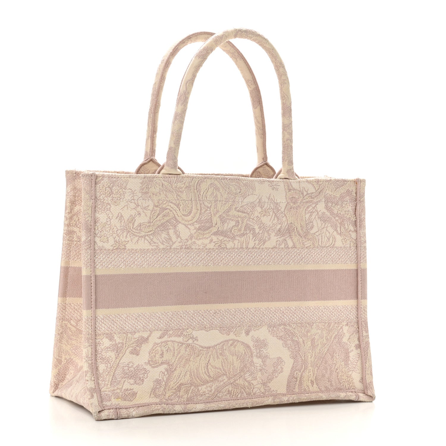 Christian Dior Canvas Toile De Jouy Embroidered Medium Book Tote Pink 2 of 9