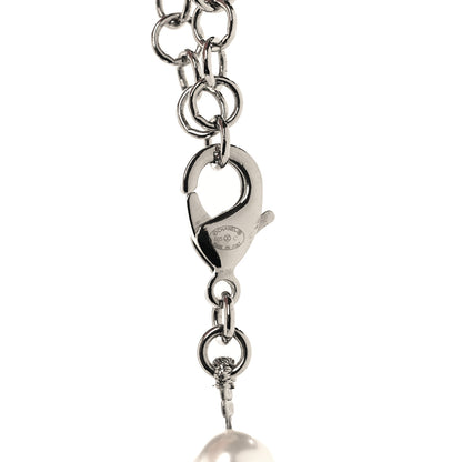 Chanel Pearl Resin CC Choker Necklace Pearly White Silver 4 of 5
