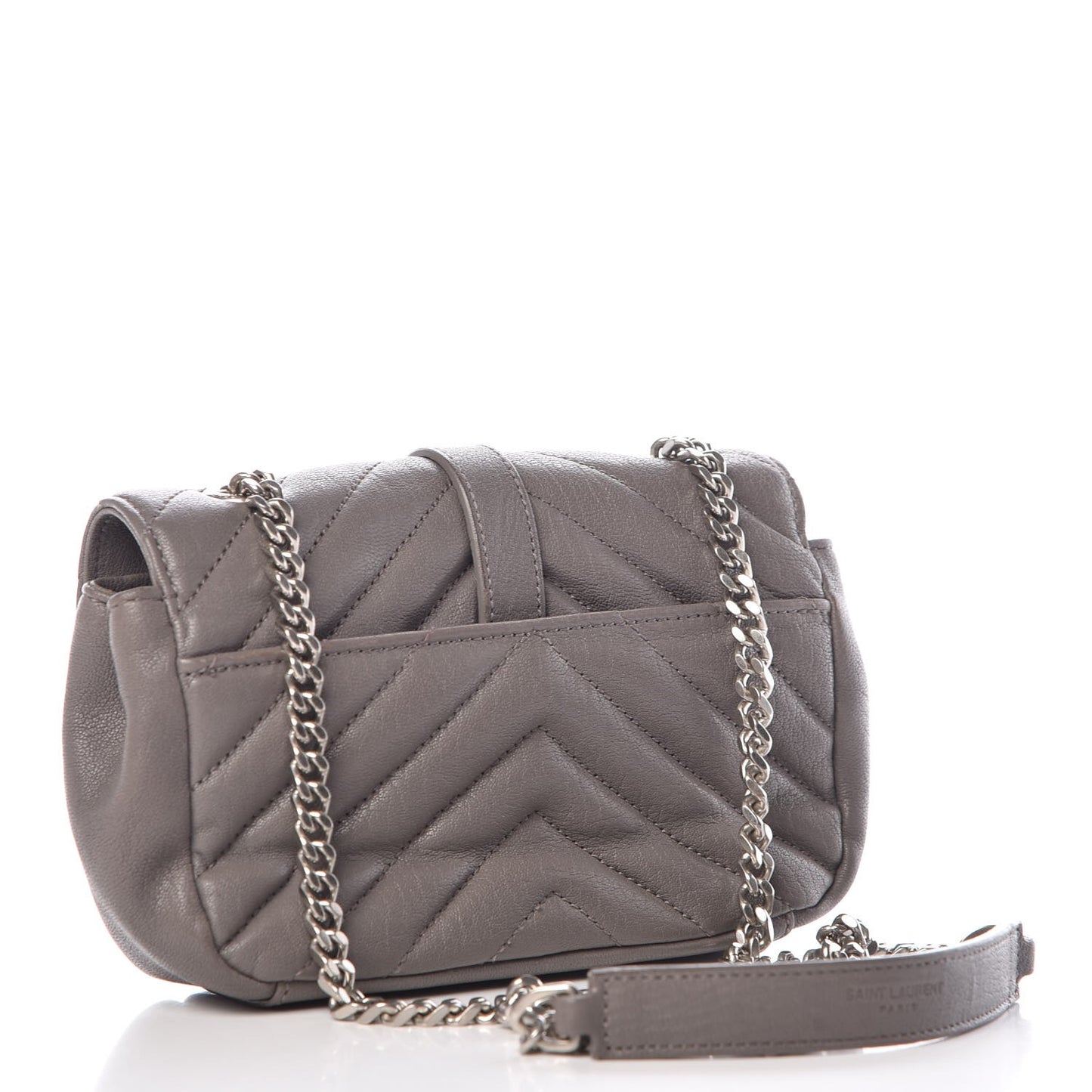 Sheepskin Matelasse Chevron Monogram Classic Baby Chain Bag Fog