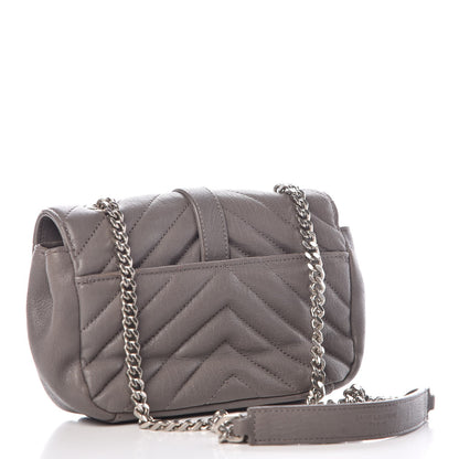 Saint Laurent Sheepskin Matelasse Chevron Monogram Classic Baby Chain Bag Fog 3 of 9