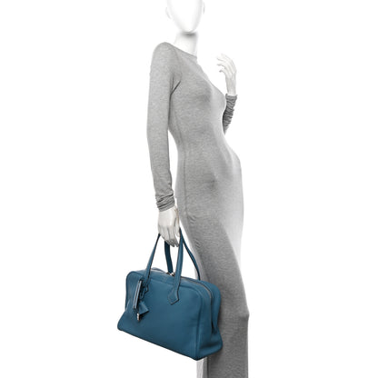 Hermes Taurillon Clemence Victoria II 35 Blue Jean 2 of 11