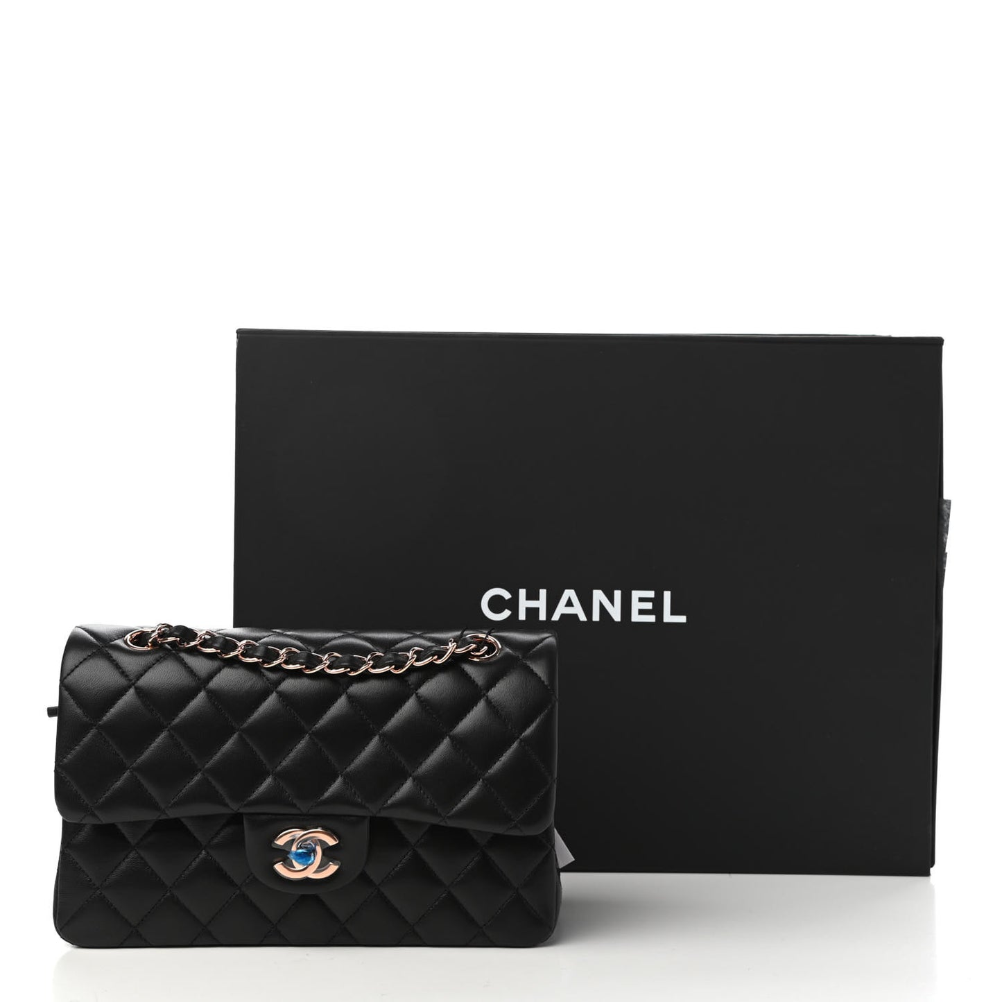 Lambskin Quilted Small Double Flap Black