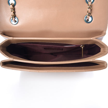 Chanel Shiny Lambskin Quilted Around The Corner Flap Beige 5 of 7
