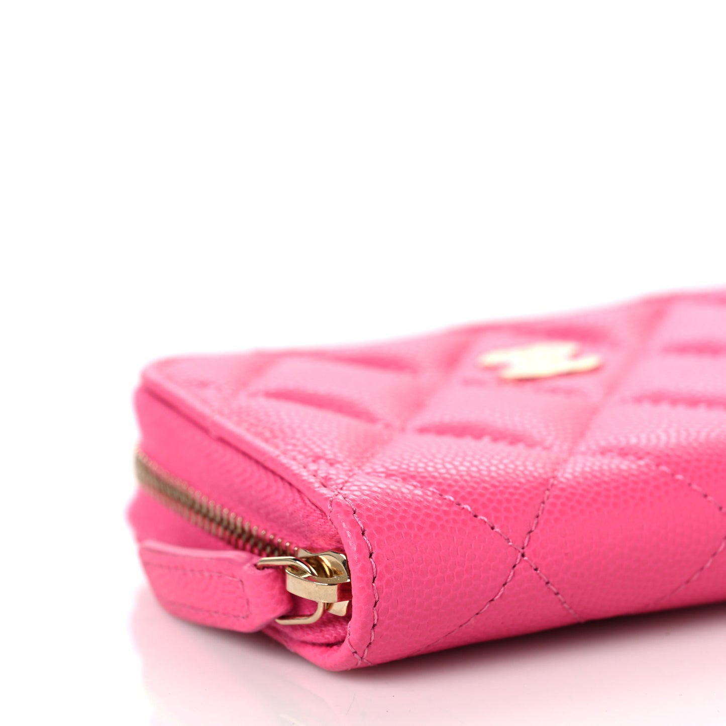 Caviar Quilted Zip Coin Purse Pink
