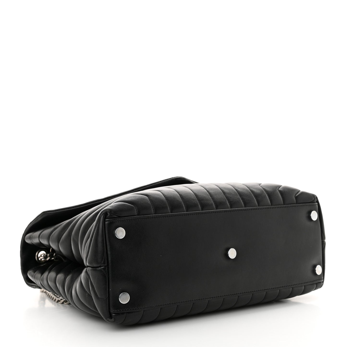 Calfskin Y Quilted Monogram Large Loulou Chain Satchel Black