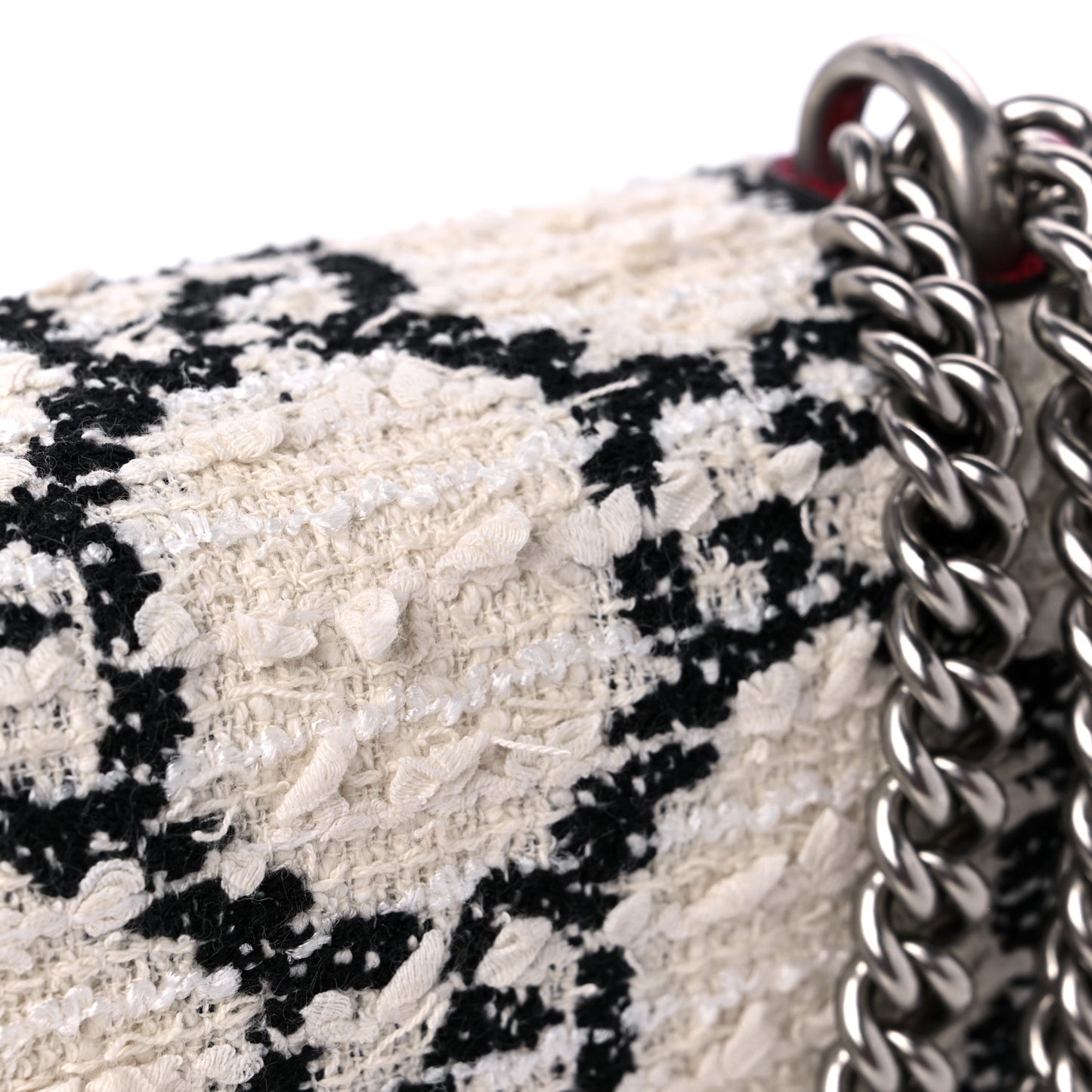 Tweed GG Monogram Small Dionysus Shoulder Bag White Black Romantic Cherry