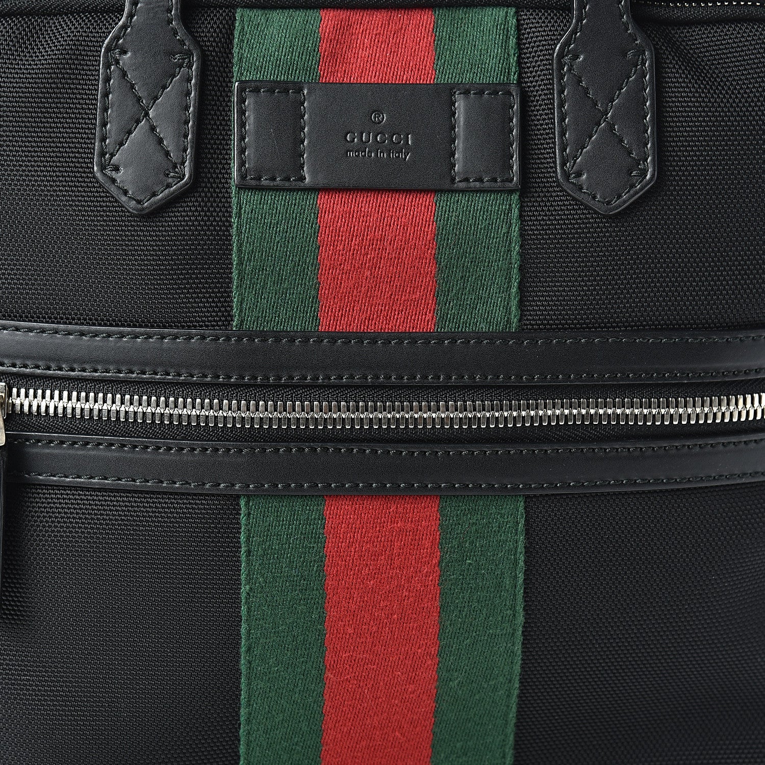 Gucci Techno Canvas Appia Calfskin Web Tote Backpack Black 8 of 11