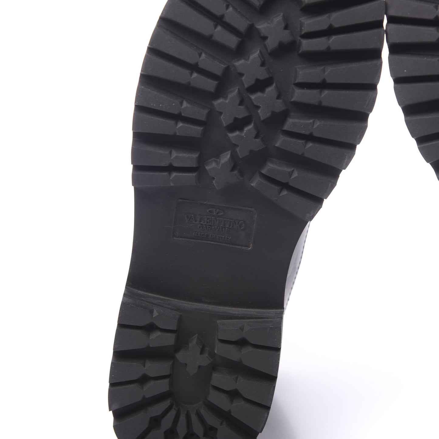 Calfskin Hologram Star Print Combat Boots 37.5 Black Marine