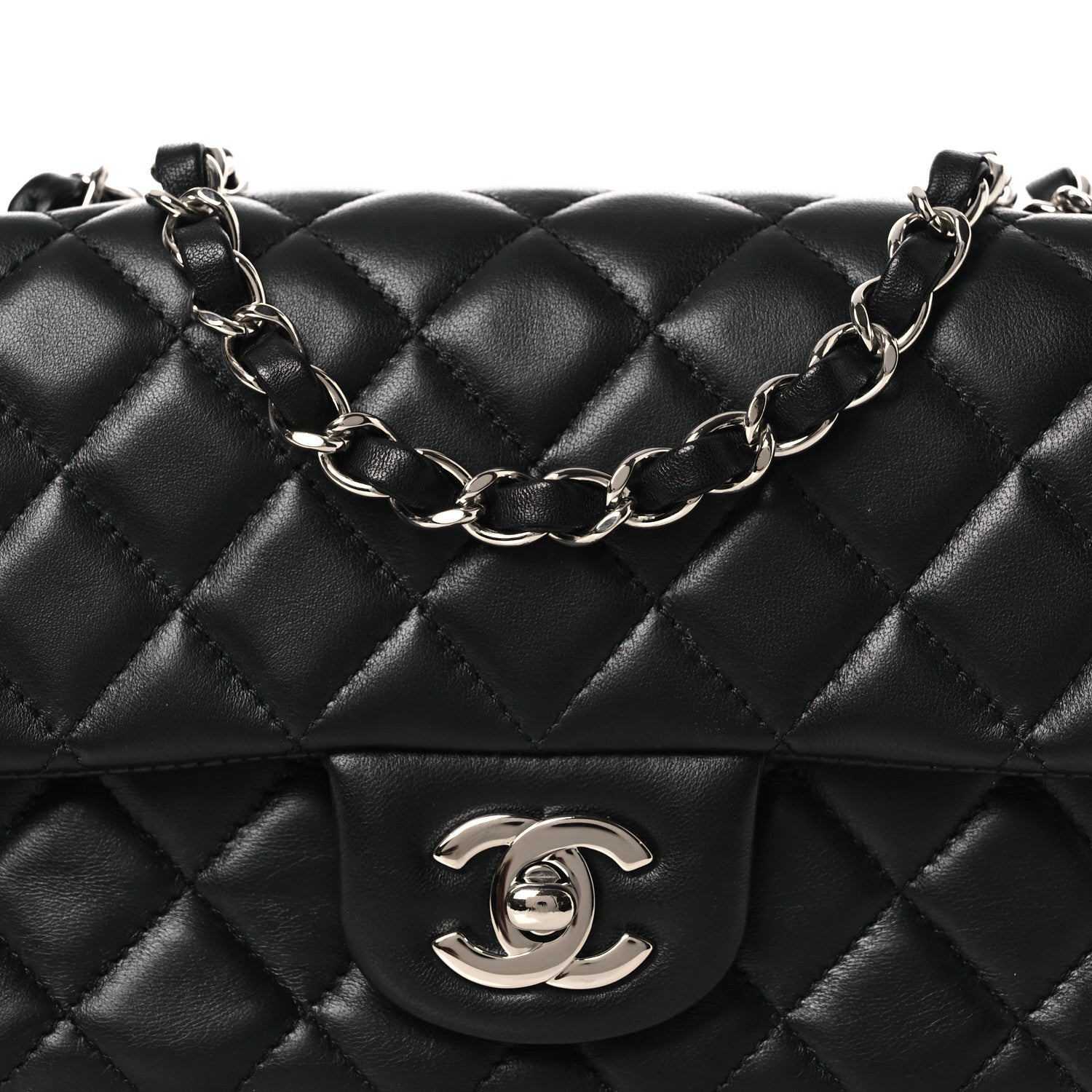 Chanel Lambskin Quilted Mini Rectangular Flap Black 8 of 13