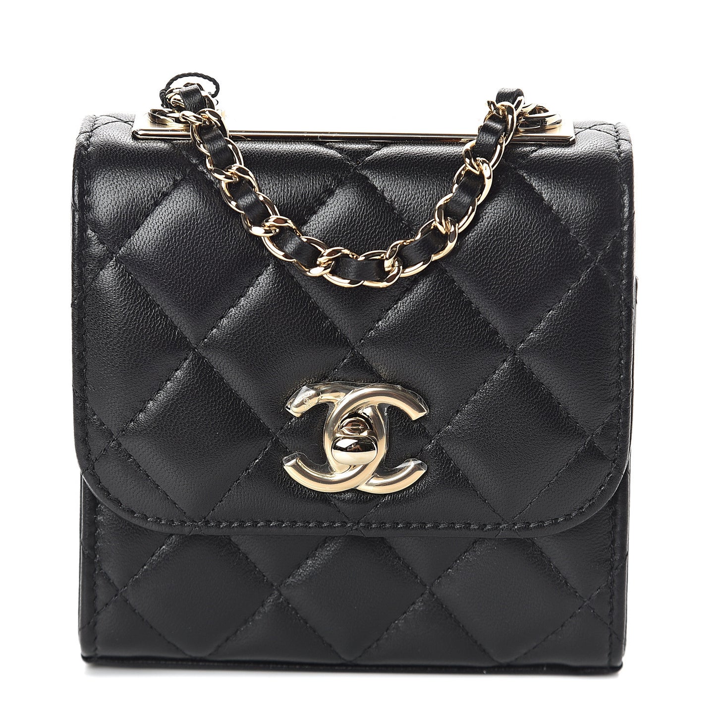Lambskin Quilted Mini Trendy CC Chain Wallet Black