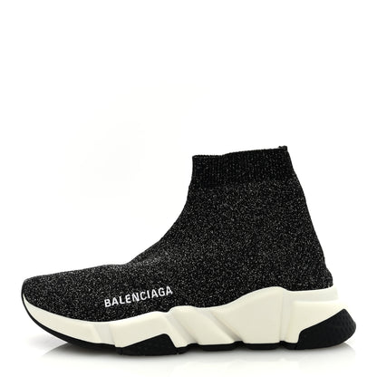 Balenciaga Laminated Knit Bi-Color Sole Womens Speed Sneakers 35 Black White 1 of 5