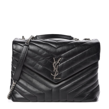 Saint Laurent Calfskin Y Quilted Monogram Medium Loulou Chain Satchel Black 1 of 10