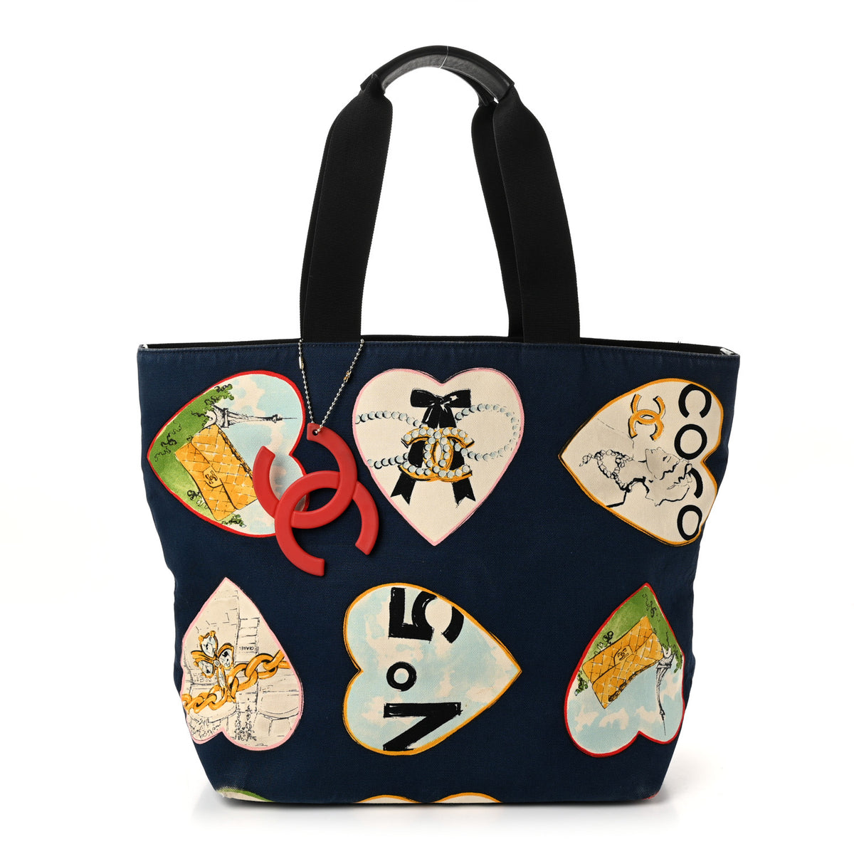 Canvas Coco Hearts Print Tote Blue