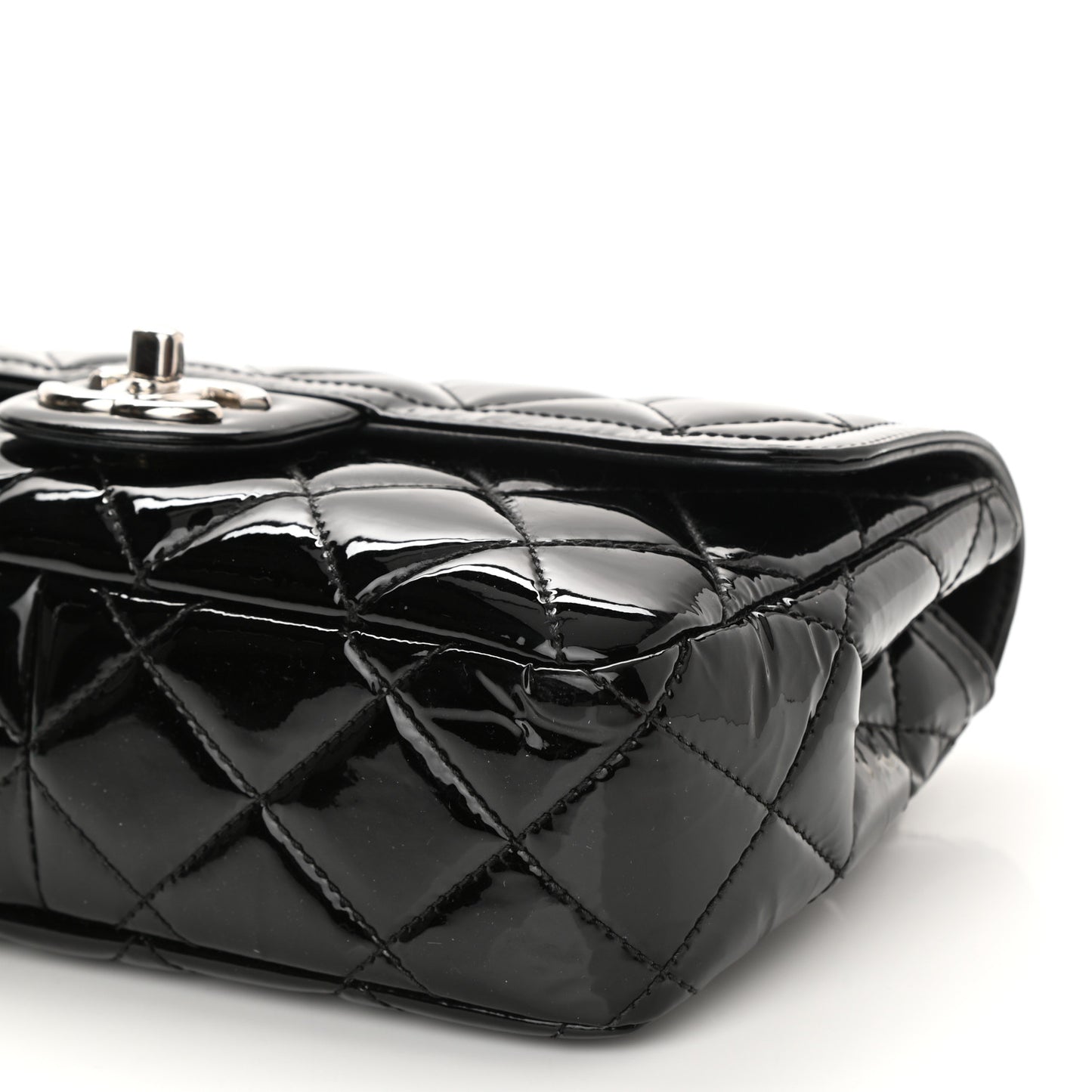 Patent Quilted Small Coco Shine Flap Black