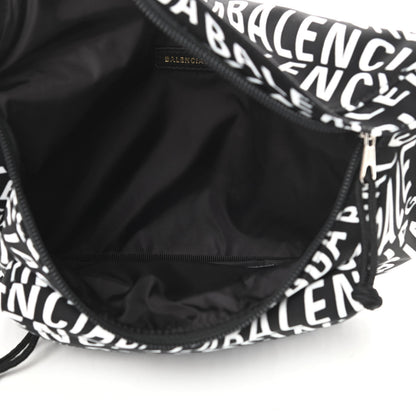 Balenciaga Nylon Wave Logo Print Wheel Beltpack Black White 5 of 10