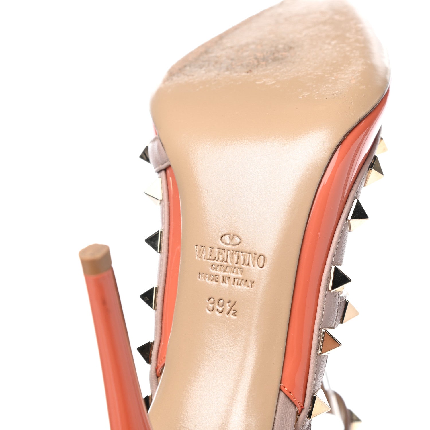 Valentino Garavani Patent Rockstud Ankle Strap 100mm Pumps 39.5 Orange Poudre 6 of 7
