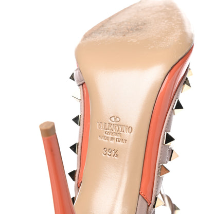Valentino Garavani Patent Rockstud Ankle Strap 100mm Pumps 39.5 Orange Poudre 6 of 7