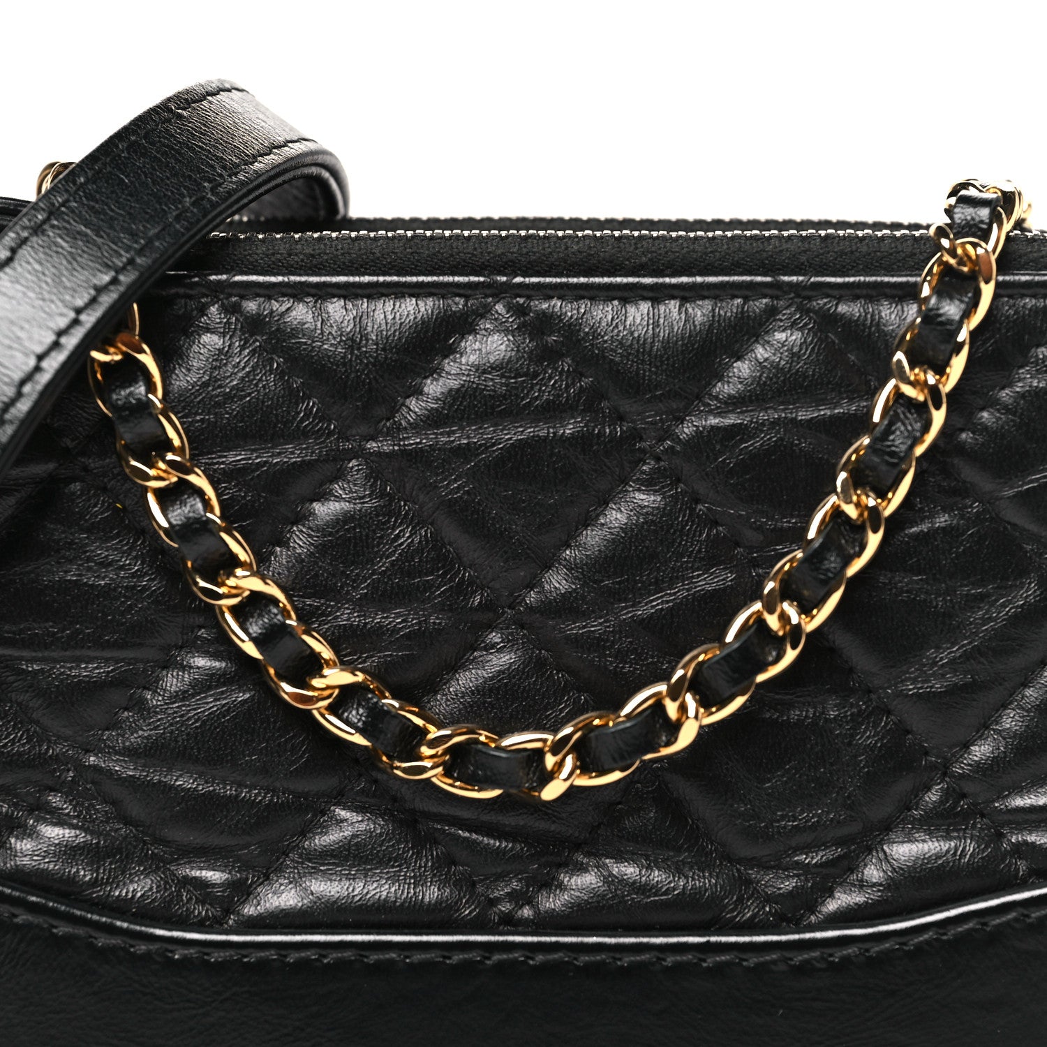Chanel Aged Calfskin Quilted Small Gabrielle Clutch With Chain Black 8 of 10