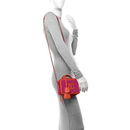 Chanel Jersey Quilted Small CC Filigree Vanity Case Pink Red Orange 3 of 10