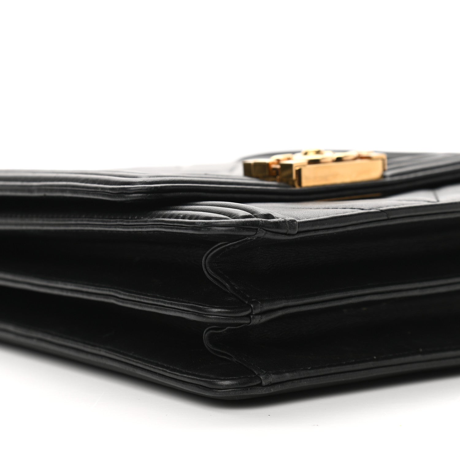 Chanel Calfskin Chrevron Quilted North South Boy Flap Black 9 of 10
