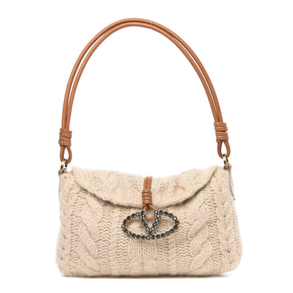 Valentino Garavani Cashmere Knit Catch Satchel Beige 1 of 9