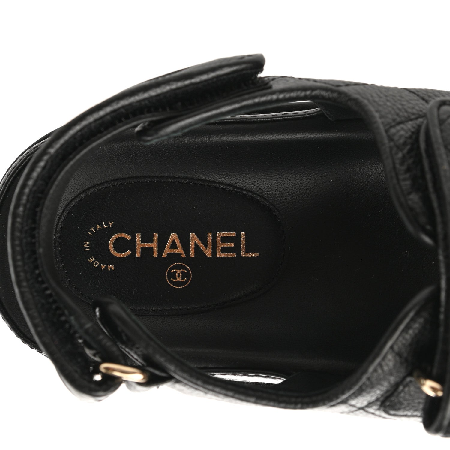 Chanel Grained Calfskin Velcro Dad Sandals 36.5 Black 7 of 10