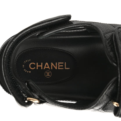 Chanel Grained Calfskin Velcro Dad Sandals 36.5 Black 7 of 10