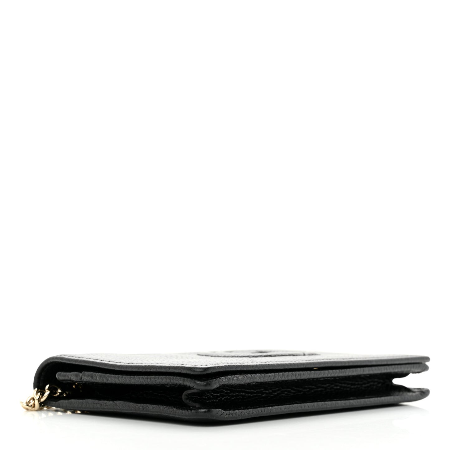 Pebbled Calfskin Soho Wallet On Chain Black