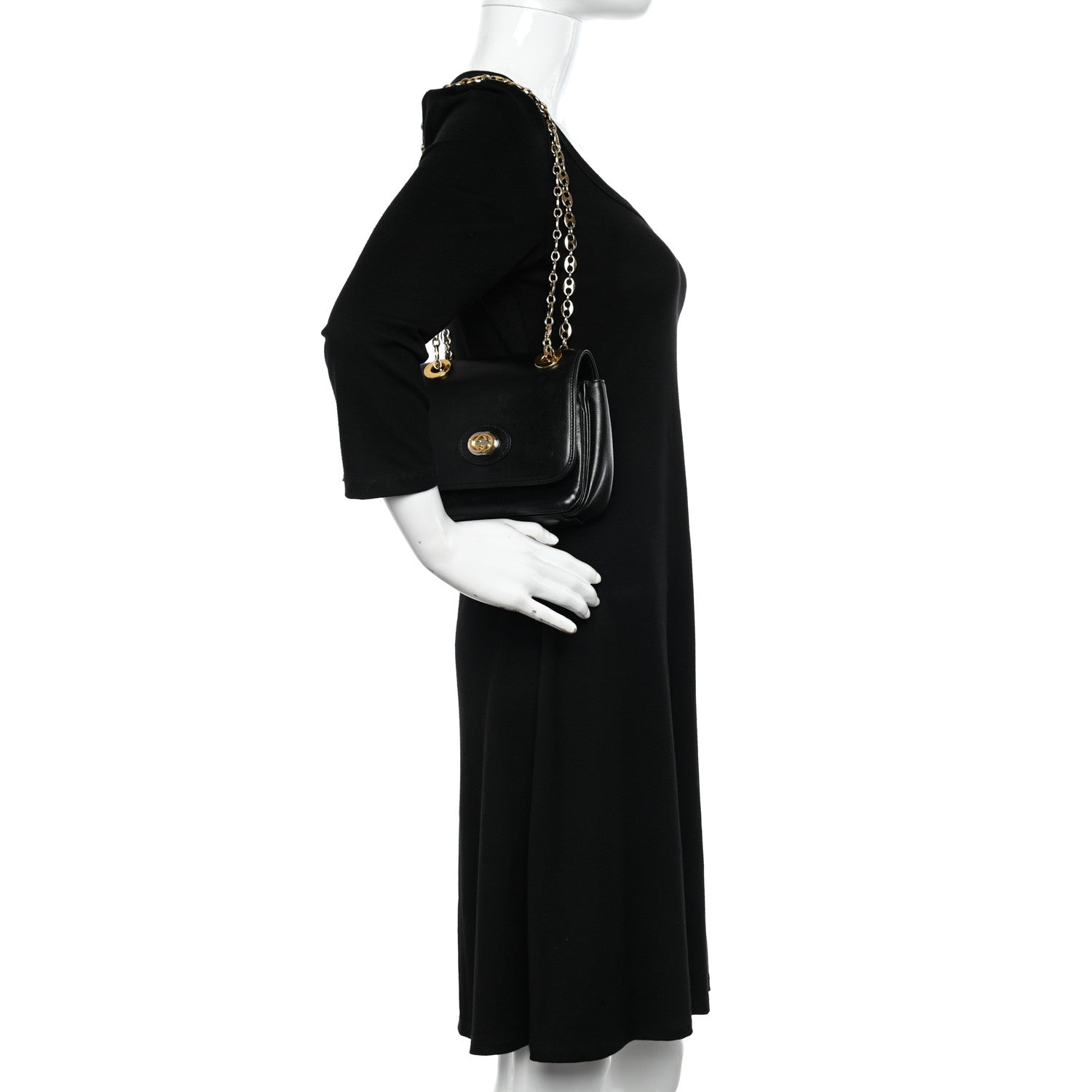 Gucci Azalea Calfskin Mini Marina Chain Shoulder Bag Black 2 of 12