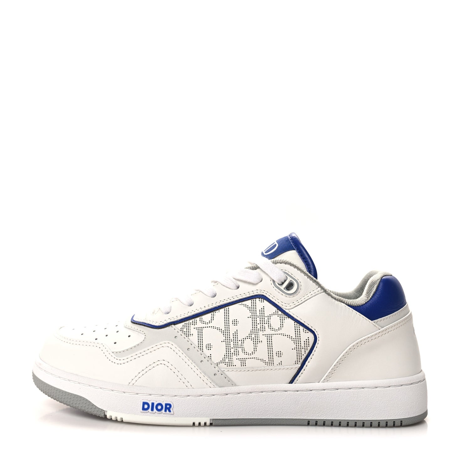 Smooth Calfskin Oblique Galaxy Perforated Mens B27 Low Top Sneakers 40 White Blue