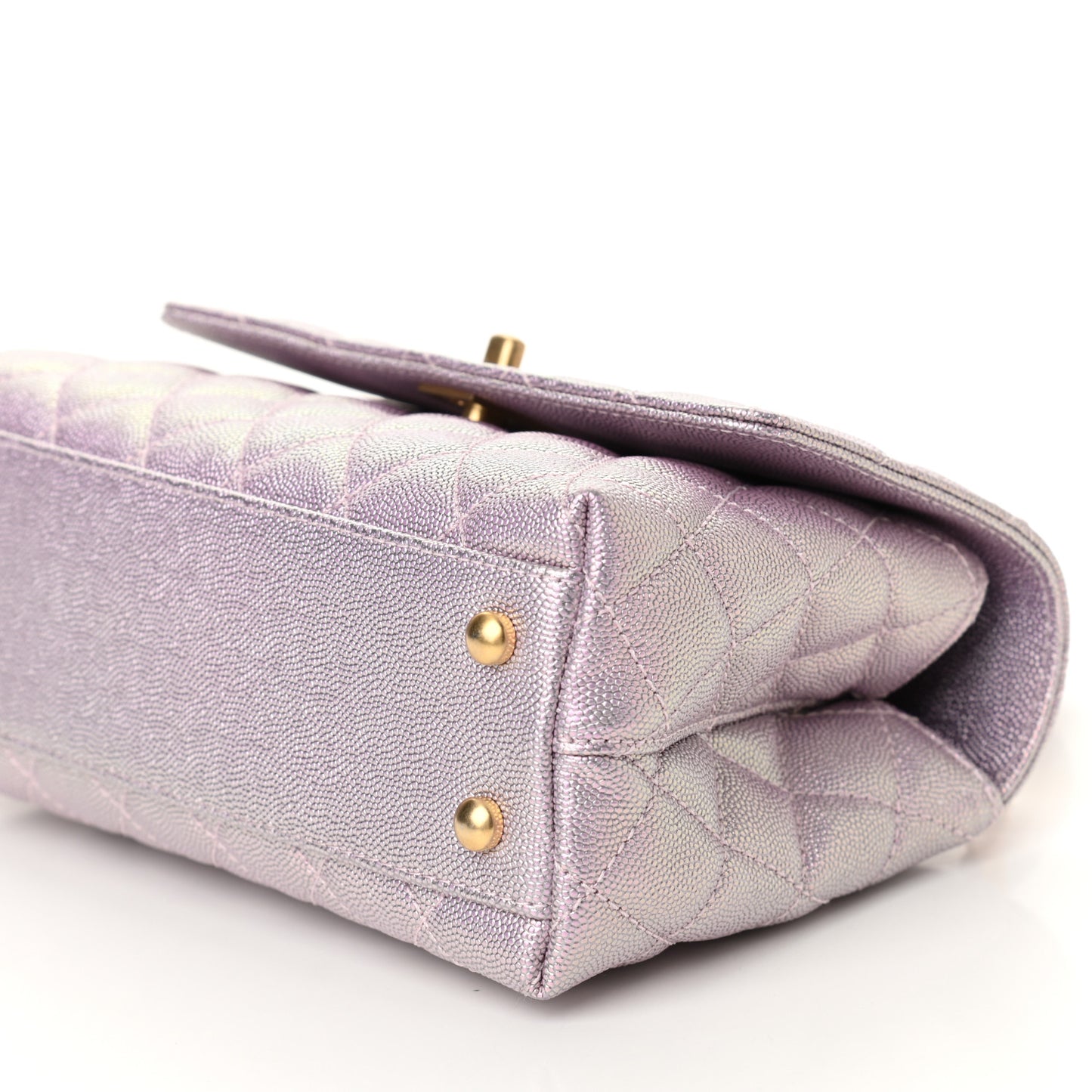 Metallic Caviar Quilted Mini Coco Handle Flap Light Pink