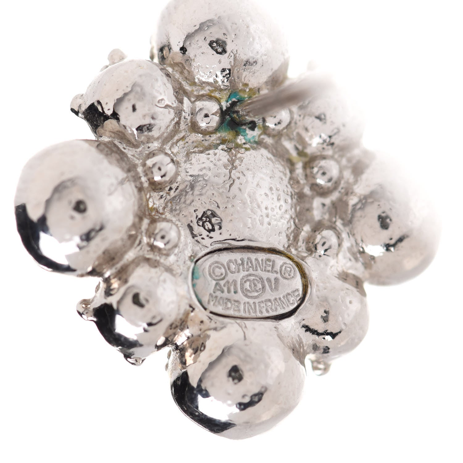 Chanel Crystal CC Flower Earrings Silver 4 of 4