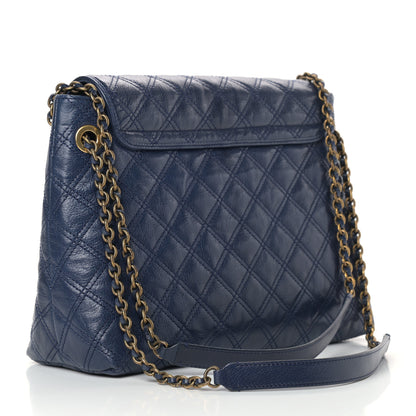 Marc Jacobs Lambskin Quilted Large Baroque Single Flap Bag Navy 3 of 9