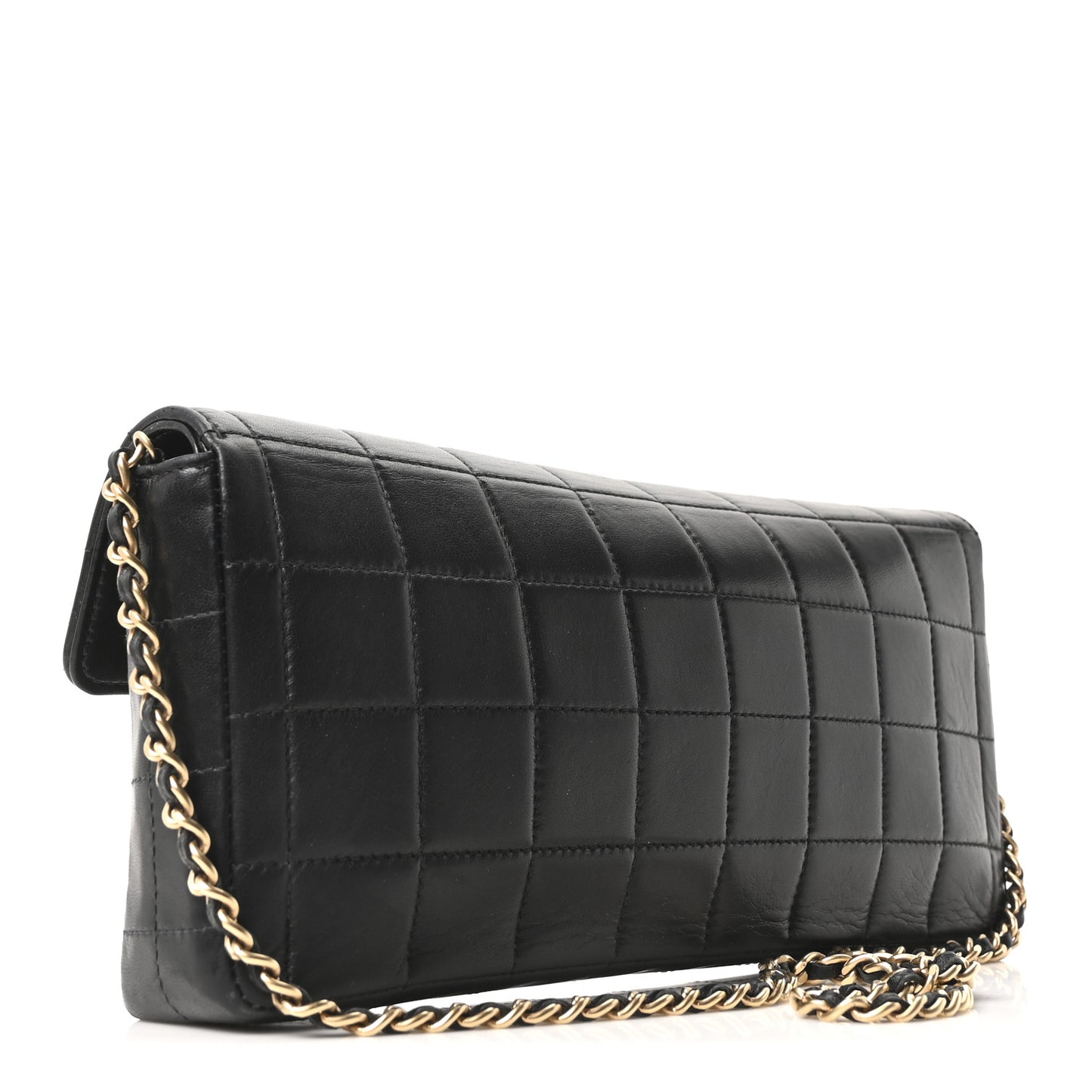 Lambskin East West Chocolate Bar Flap Black