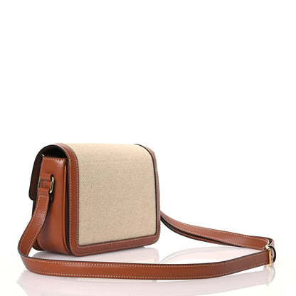 Celine Textile Natural Calfskin Teen Triomphe White Tan 3 of 18