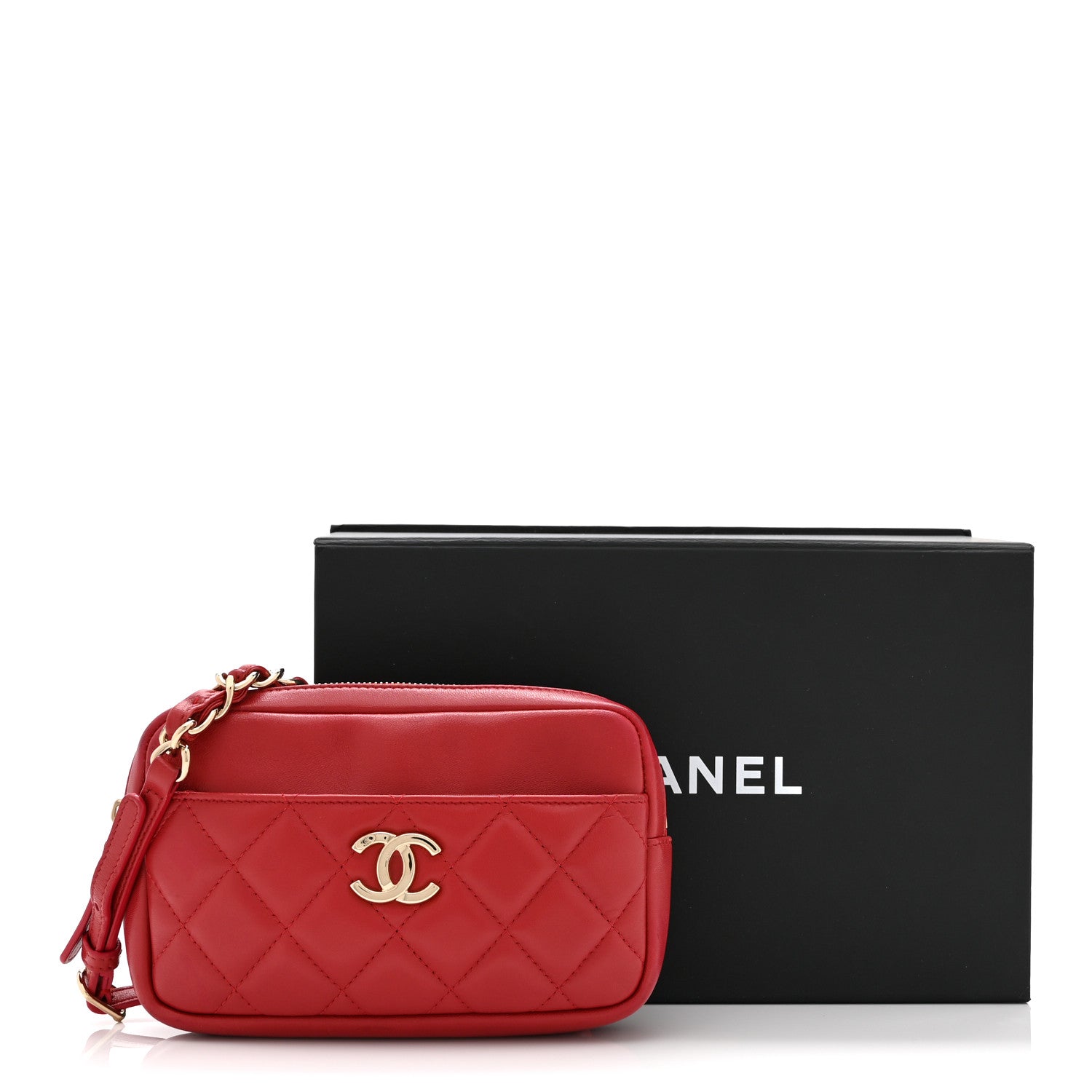 Chanel Lambskin Quilted Waist Bag With Pouch Red 12 of 12