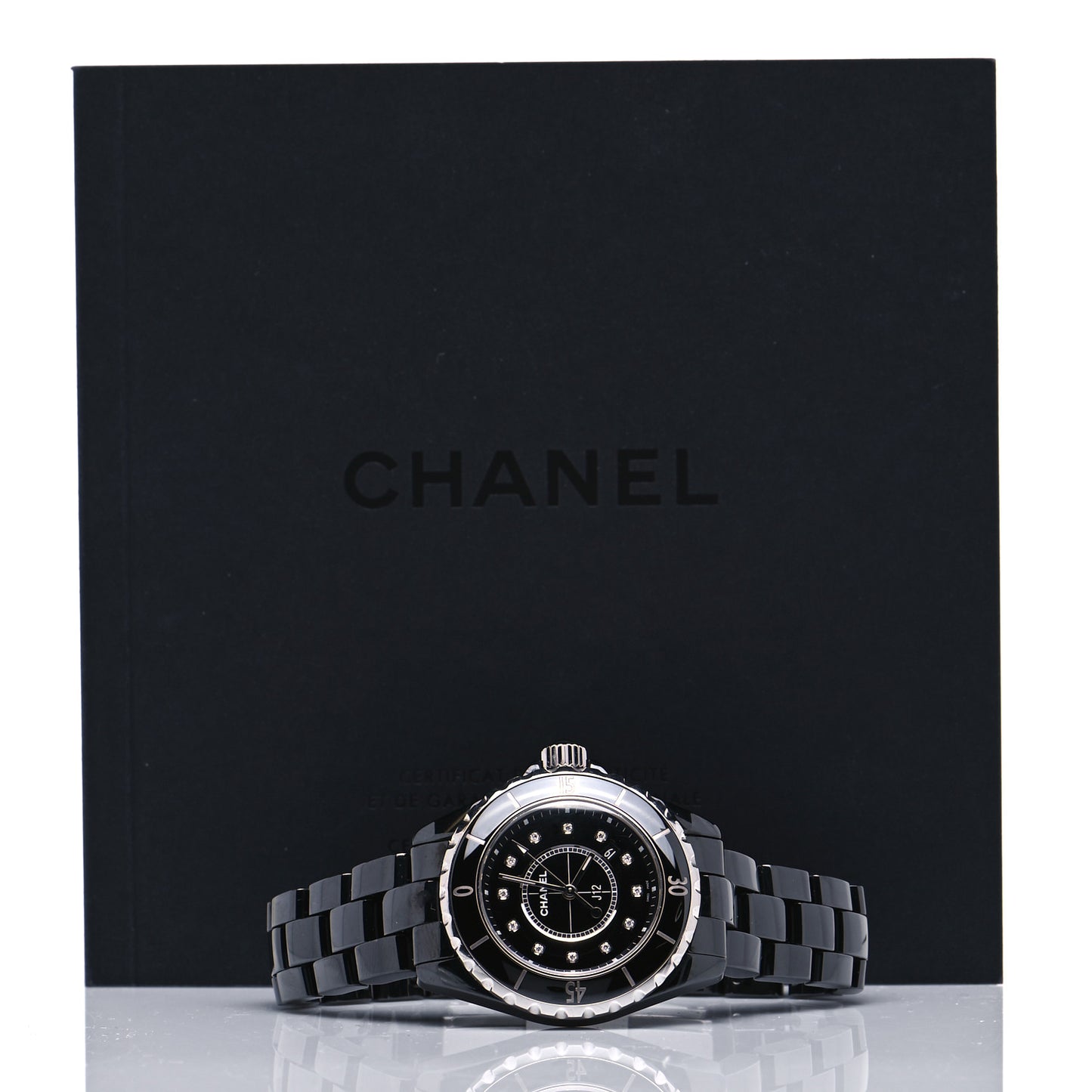 Stainless Steel Ceramic Diamond 33mm J12 Quartz Watch Black