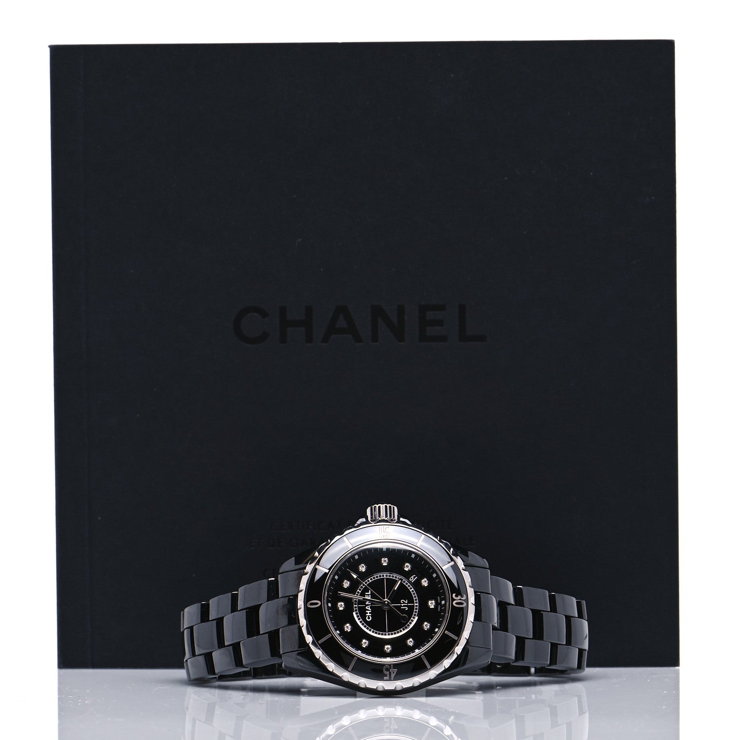 Chanel Stainless Steel Ceramic Diamond 33mm J12 Quartz Watch Black 5 of 5