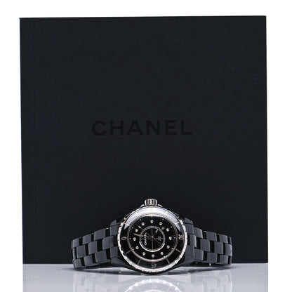 Chanel Stainless Steel Ceramic Diamond 33mm J12 Quartz Watch Black 5 of 5