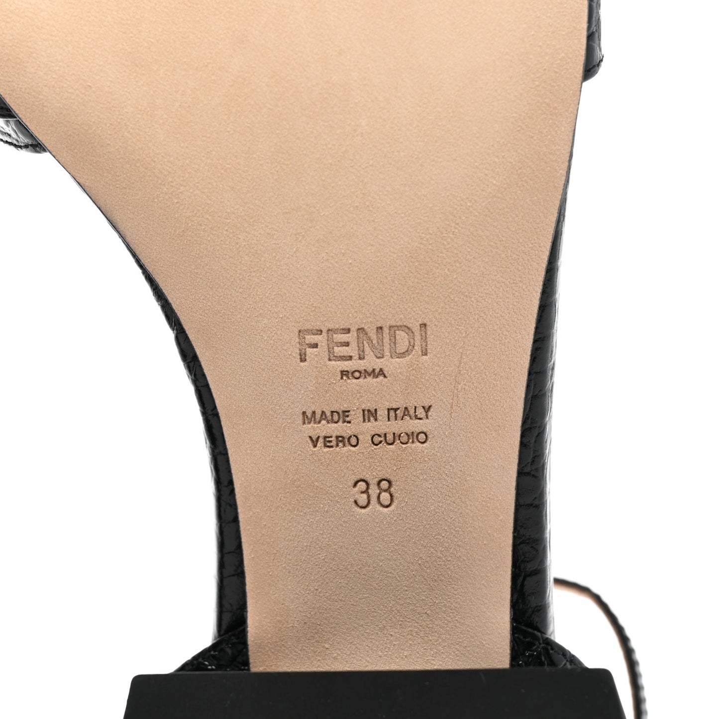 Vitello Crocodile Embossed Promenade Ankle Strap Sandals 38 Black